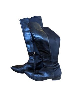 𝅺Nine West Owenford black leather boots Size 7M Decent condition